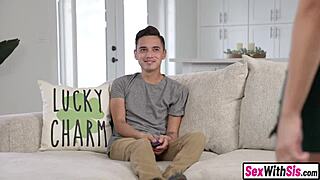 gorgeous latina teen stepsis tricks stepbro into hardcore hairy pussy pounding for luck