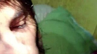 Sucking that big black cock until he explodes all over her