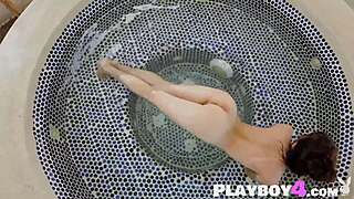 Can you believe this petite asian teen rips clothes exposing small tits pussy outdoors for playboy?