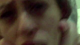 Skinny petite euro slut bent over takes rough doggystyle cumshot facial with humiliated stares