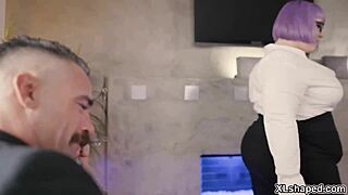 Plump secretary flirts with boss Charles Dera leading to office encounter and intimate session