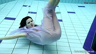 wanna see blackhaired aneta strip nude in the pool?