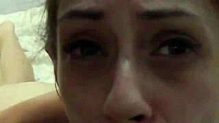 Skinny petite euro slut bent over takes rough doggystyle cumshot facial with humiliated stares