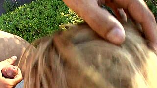 a cute girl in heels rides cock outdoors doggystyle