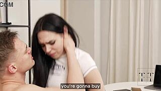 Cheeky tattooed student bitch borrows cash again now pays with sloppy deepthroat and rough fuck in 4K