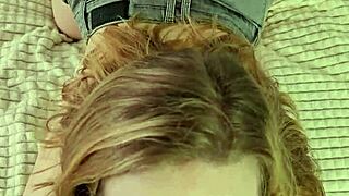 pretty blonde alice klay rides cock hard moaning close-up till she tries hot cum