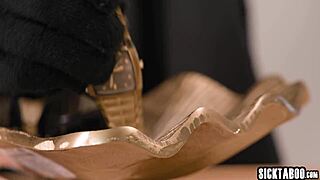 aften opal takes hard fuck from lesbian burglar as couple licks pussy with toys