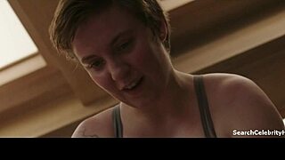 Lena Dunham and Lena Hall nude big tits topless celebrity sex scene