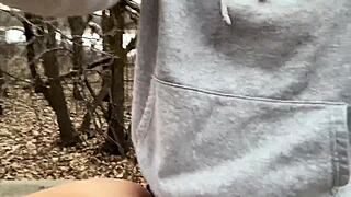 curvy wife gets picked up and fucked hard by big cock outdoors