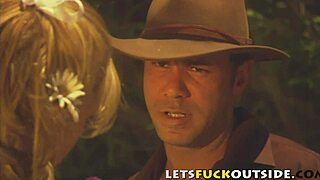 Country Couple in Costumes Fucks Passionately Outside in Public View