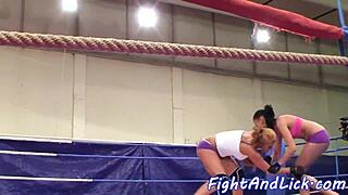 Euro Babes Wrestle Lick Pussies in Fight