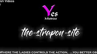 these latex dommes cage old slave for brutal strapon gangbang