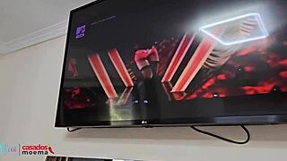 corno watches blonde wife take bbc creampie raw then licks cum from her mouth