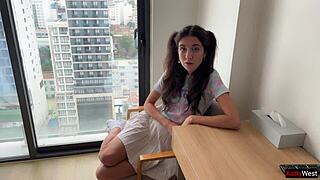 Step sister starts acting weird then begs for rough doggystyle fuck and facial cumshot on her face.