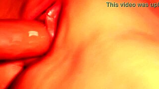 i slide fake penis deep into her big shaved pussy close up