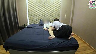 damn thai schoolgirl sucks rich guy's cock then gets fucked in uniform skirt creampied 😍💦