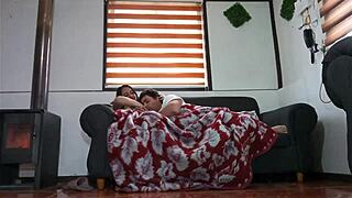 Movie night with stepmom turns into wild taboo fucking on the couch