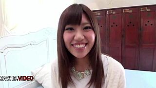 Teen Chisa Hoshino's shaved pussy gets hardcore fucked while blowing lover's cock eagerly