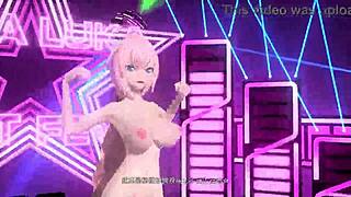 goddess megurine luka poses nude with big tits and ass in night fever mod