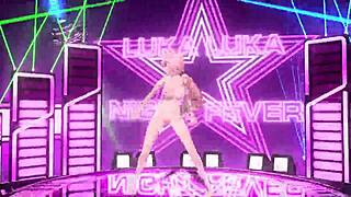 goddess megurine luka poses nude with big tits and ass in night fever mod