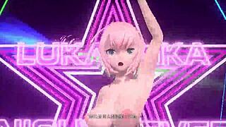 goddess megurine luka poses nude with big tits and ass in night fever mod