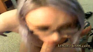 gothic glasses girl sneaks a close-up stranger blowjob on cam till she squirts hard