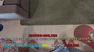 Hot Skinny Brunette Teases Big Cock in Kitchen Before Living Room Handjob