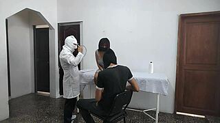 Perverted Doctor Pounds Latina Patient Doggystyle as Husband Waits