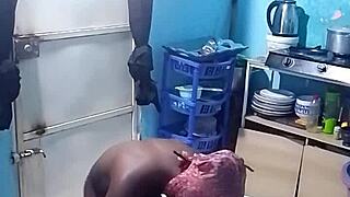 african ebony bends over kitchen for big pussy doggystyle pounding pt1