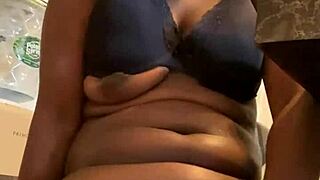 Juicy ebony shakes shaved pussy and big black ass in creamy solo masturbation