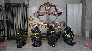 Wow, four masochistic slaves delivered to Mistress Sara!