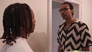 gf's big tits bounce wildly as bf and stepdad fuck her pussy together