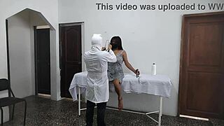 Perverted Doctor Pounds Latina Patient Doggystyle as Husband Waits