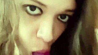 cute italian doll with big natural tits gives solo blowjob even sans real cock