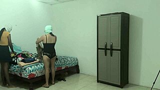 why are these horny housewives flashing ebony asses in dorm for roommate massage?