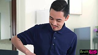 WOW AMBER STARK Swallows CUM in 3SOME!!