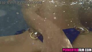 stepsis and I GET WILD IN HOT TUB fingering blowjob fuck