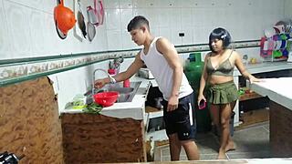 The Sexy Plumber Fixes Her Clogged Pussy Drain Deep Inside