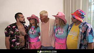 i won double blowjob from chubby teddy's sexy blonde besties cum swap