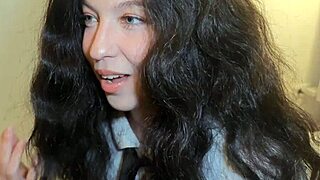 the hesitant schoolgirl sneaks me in for a quick risky fuck before parents return home