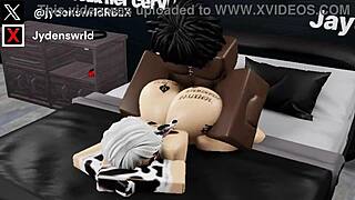 Roblox cowgirl with big black cock gets bent over fucked and bred in interracial frenzy