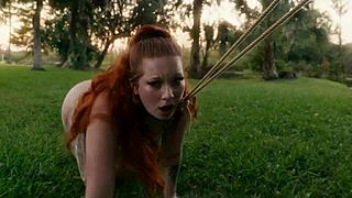 Submissive slut crawls from lagoon on knees to rim ass and guzzle piss in outdoor humiliation