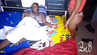 Zainab and Blacka kiss lick pussies strap on fuck in homemade lesbian heat