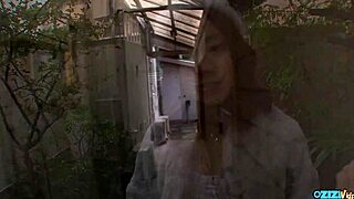 young asian with big clit and puffy nipples sucks old cock behind bowling alley for cum