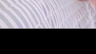 my wife slips on hubby's fave blue lingerie for sneaky fuck... oops caught??