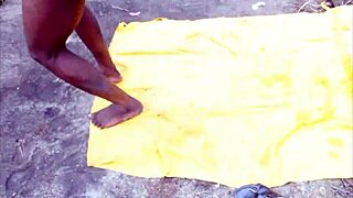 Ebony stepsis big natural tits pounded in amateur threesome orgy