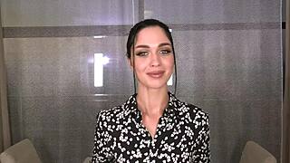 Sexy Milena Briz deepthroats cock licks balls rimjob before facial cumshot