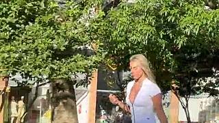 powerful blonde takes double penetration outdoor public pounding