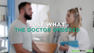 Sexy Blonde Teen Masseuse Explains Nuru Then Gets Pounded Hard!