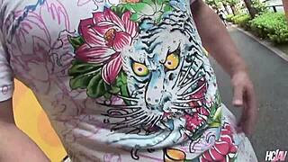 naughty sarina tsubaki sneaks public cock sucking with her natural tits out